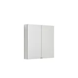 Grote badkamerinspiratie in moderne en minimalistische stijl met witte badkamermeubels en een elegant zwart aanrechtblad met vierkante vrijstaande wastafels, esthetische en praktische ingebouwde spiegelkasten met lichtrand en inloopdouche