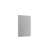 Moderne make-uptafel in Noordse stijl met licht hout, elegante verlichting, vierkante spiegel en opbergplanken die een stijlvolle en functionele ruimte creëren.