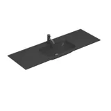 Stijlvolle badkamer in Scandinavische en Japandi stijl met lichte houten muren, ronde spiegel en minimalistische badkamermeubels.
