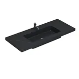 Grote badkamerinspiratie met elegante stenen wastafel in Charcoal Soapstone met stijlvol wit badmeubel met messing handgrepen en mooie spiegelkast met stenen vloer voor een exclusieve en moderne uitstraling.