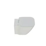 Stijlvolle badkamer inspiratie met beige wastafelmeubel met binnenlade, bovenkast, open plank, ovale spiegel met verlichting, bijpassende hanglampen, plank onder de spiegel en wandgemonteerd toilet. Wanden met lichte, langwerpige tegels