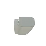 Stijlvolle en luxueuze badkamer met zachte groene tinten, een grote elegante ronde spiegel en een modern, verfijnd groen toilet