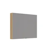 Stijlvolle en minimalistische badkamerinspiratie met micro wastafel en klein wastafelmeubel, vierkante spiegel met afgeronde hoeken en lamp, en elegant spiegelkast.