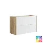 Grote badkamerinspiratie met lichtblauwe meubels, elegante spiegelkasten en grote marmeren tegels voor een klassieke en moderne uitstraling