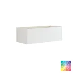 Grote badkamerinspiratie in Scandinavische stijl met badkamermeubels in lichtblauwe kleur en houten aanrechtblad met elegante opzetwastafel, visgraat houten vloer creëert een lichte en klassieke stijl