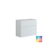 Kleine badkamerinspiratie met wastafelkast en kast boven het toilet in beige speciale kleur, elegante spiegelkast met geïntegreerde verlichting, de lichte kleuren en het witte gordijn creëren een romantische en vrouwelijke sfeer.