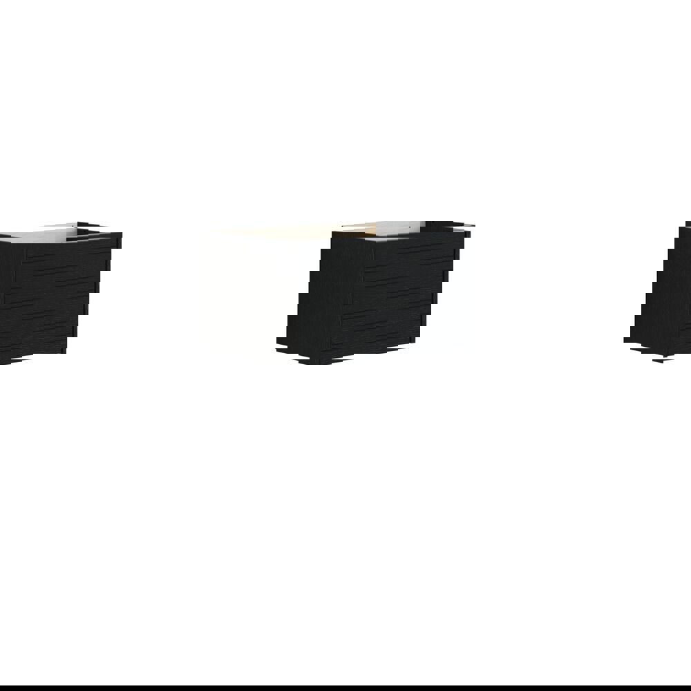 Grote badkamerinspiratie met badkamermeubels van zwart eikenhout met elegante groeven, stijlvolle dubbele wastafel, vierkante spiegels, witte tegels met geometrisch patroon geven een lichte, symmetrische en klassieke uitstraling.