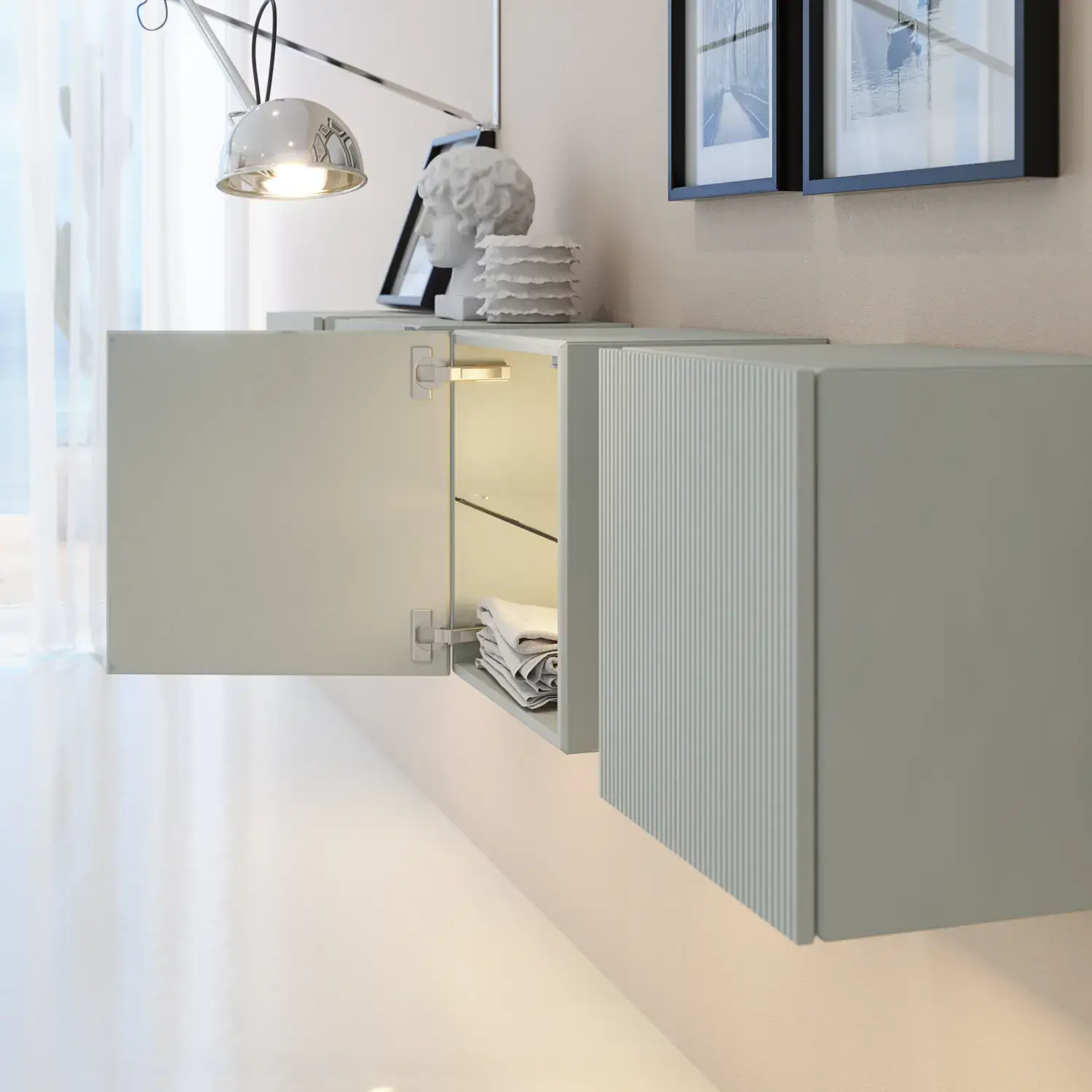 Stijlvolle en moderne badkamer inspiratie met ovale spiegels met lichtregeling, stenen wastafels en wastafelmeubels met elegante groeven in een minimalistisch ontwerp, lichte en luchtige sfeer met elegante verlichting en verfijnde details