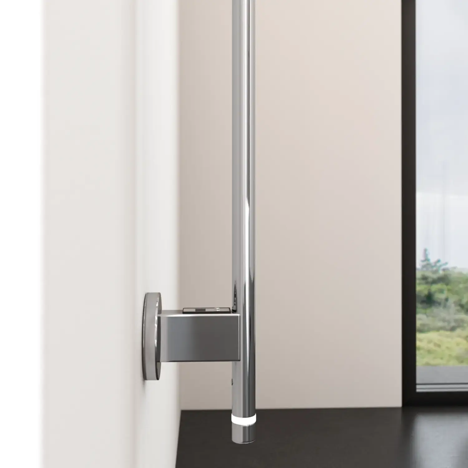 Badkamerinspiratie met een elektrische handdoekverwarmer die je handdoeken heerlijk warm maakt en de badkamerervaring exclusief maakt.