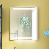 Inspiratie voor een kleine badkamer met badkamermeubels in zwarte structuur met elegante wastafel, praktisch en stijlvol decor en ronde koperen handgrepen, vierkante spiegel met geïntegreerde verlichting voor een moderne look.