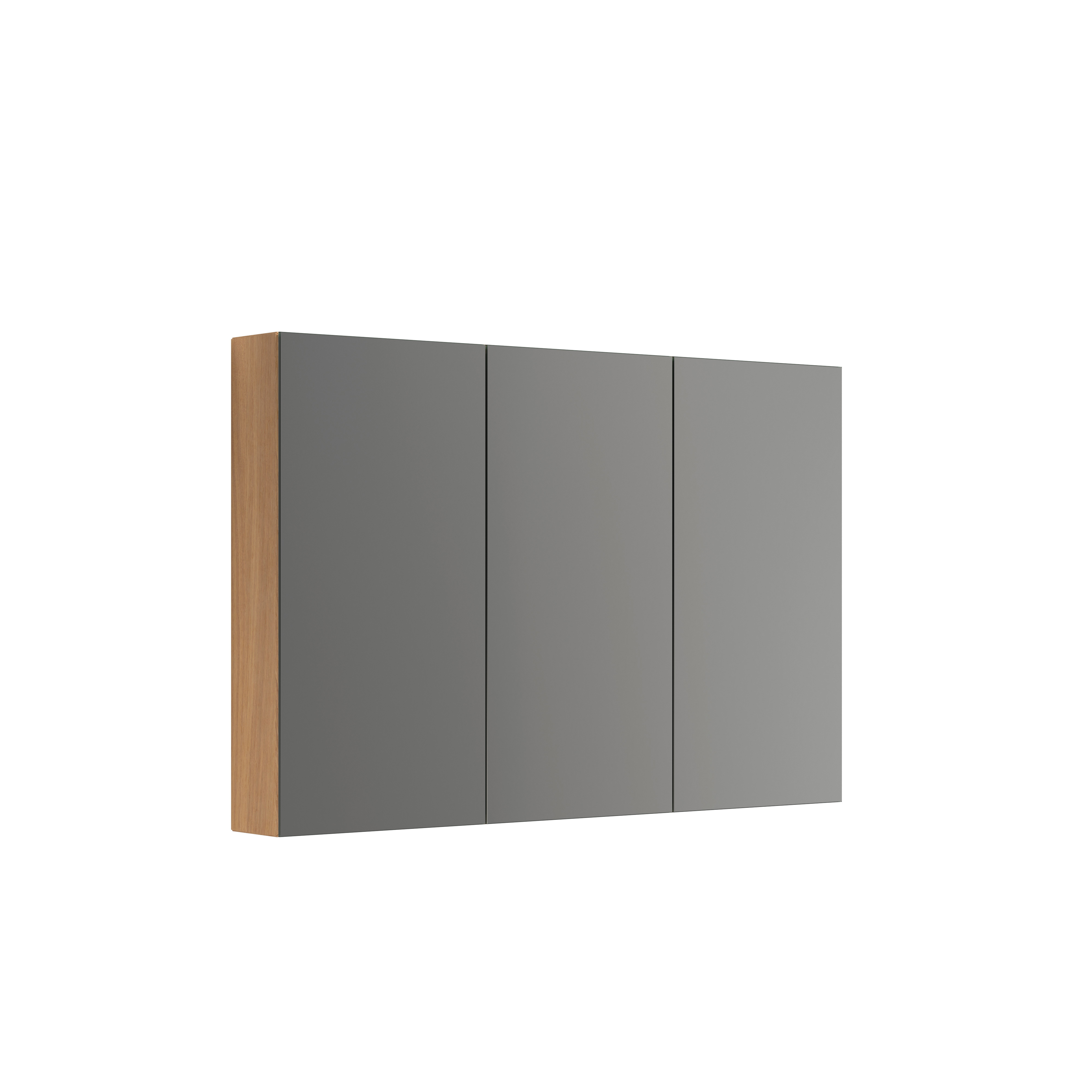 Moderne badkamer in Noordse stijl met licht hout, elegante verlichting, spiegelkastmuur en stijlvolle inrichting die een warme en uitnodigende sfeer creëert.