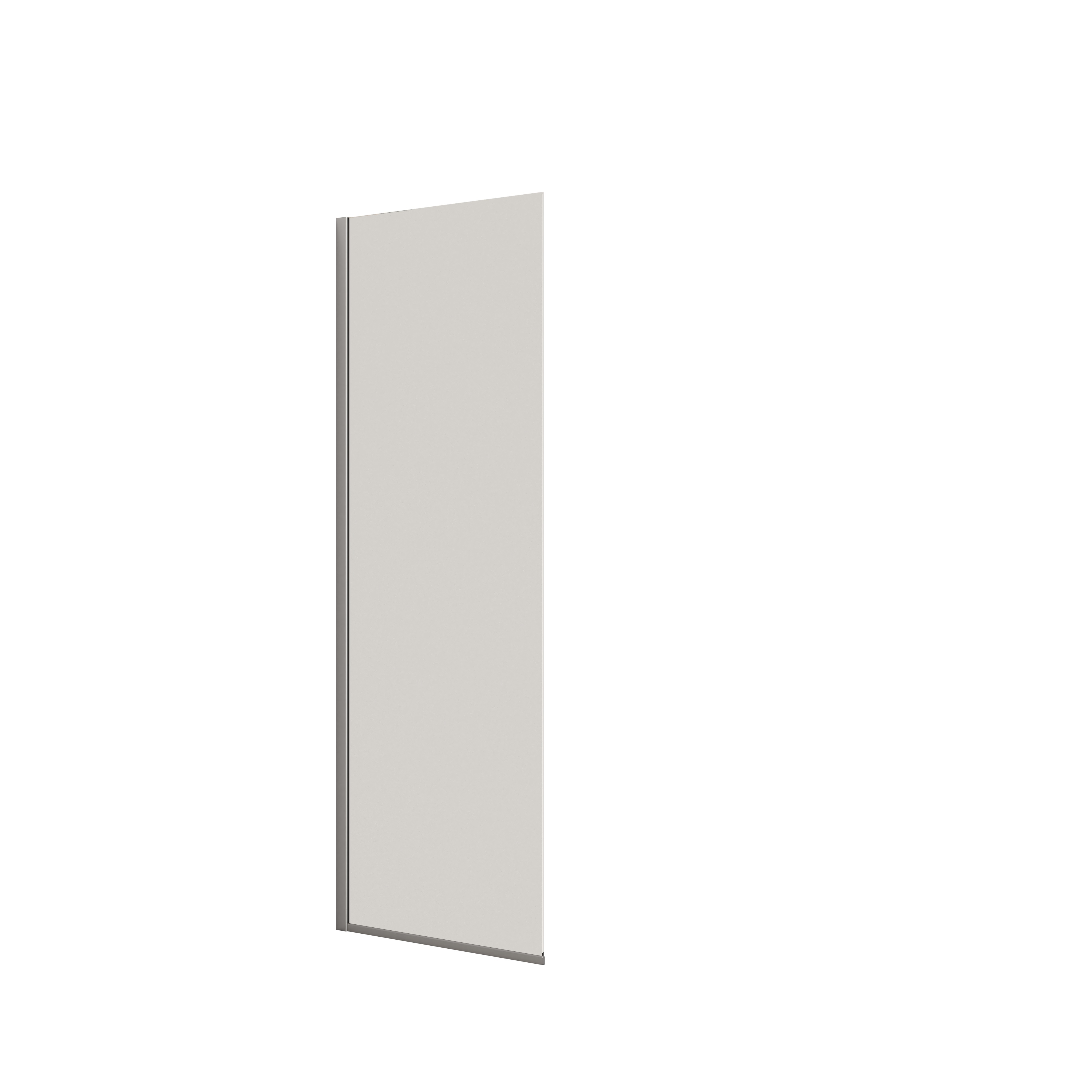 Badkamerinspiratie met een douchescherm met vaste wand en vouwdeur in helder glas en satijn dat een lichte en moderne uitstraling geeft.