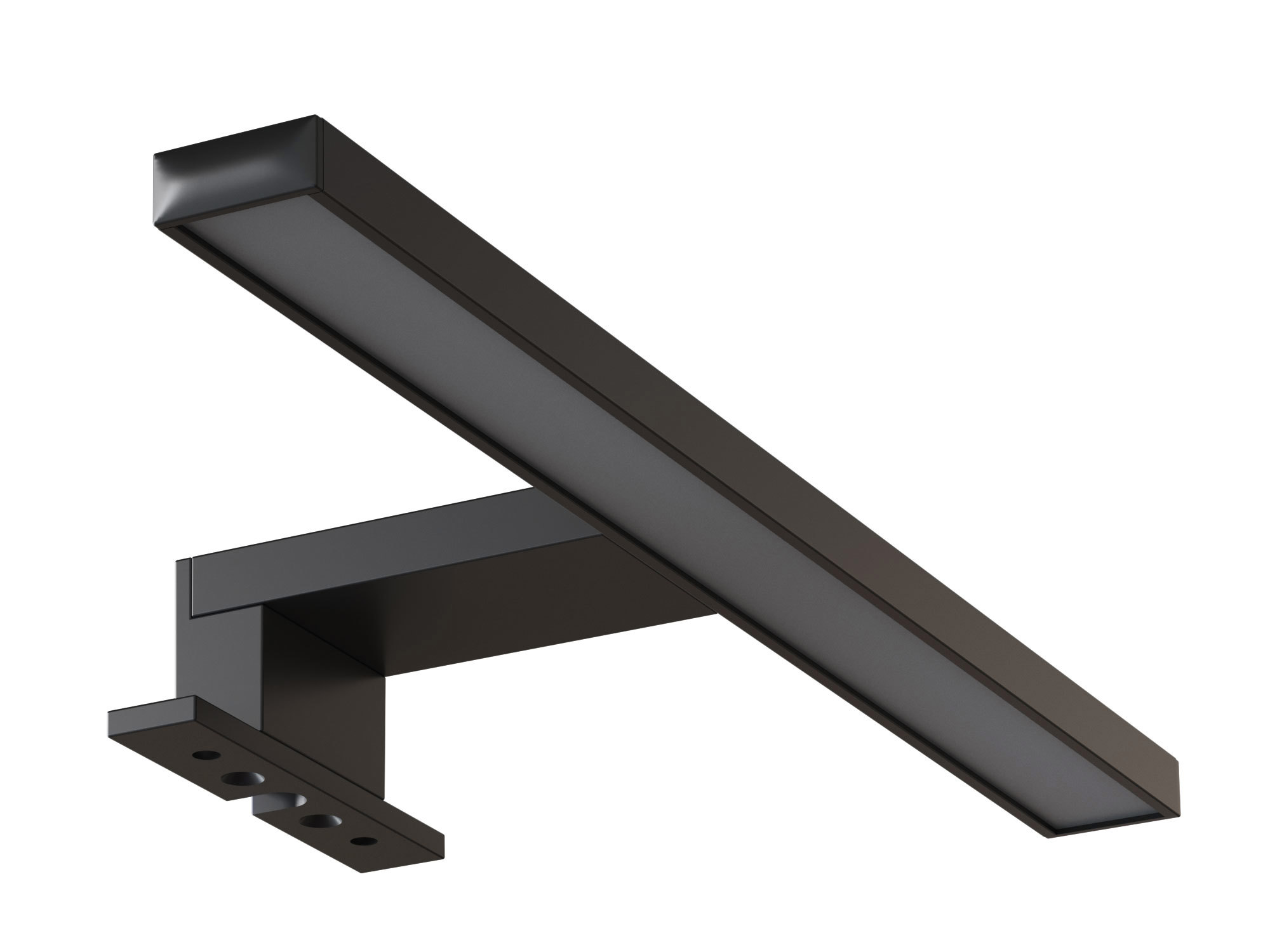 Kleine badkamerinspiratie met schuine, warme gele muren en een minimalistische vierkante spiegel met een strakke zwarte rand, samen met een elegante spiegelverlichting die een vleugje elegantie aan je badkamer toevoegt.