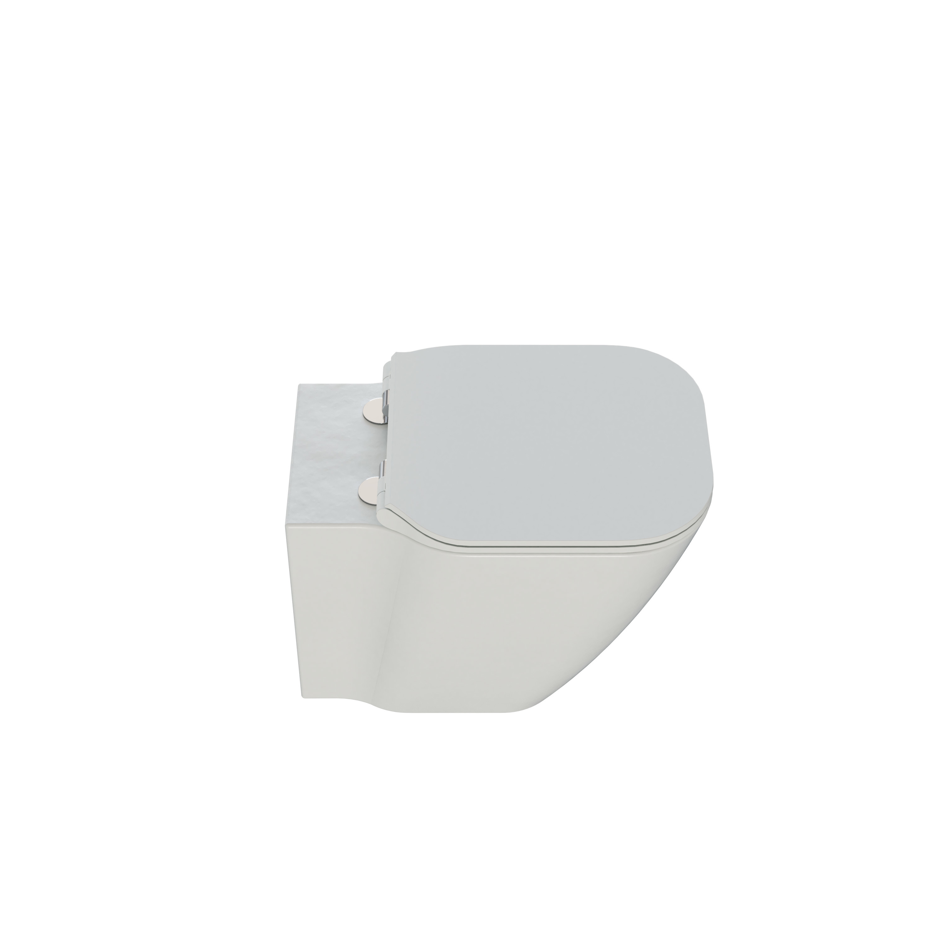 Stijlvolle badkamer inspiratie met beige wastafelmeubel met binnenlade, bovenkast, open plank, ovale spiegel met verlichting, bijpassende hanglampen, plank onder de spiegel en wandgemonteerd toilet. Wanden met lichte, langwerpige tegels